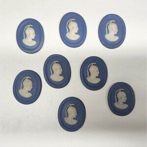 Lot (8) Blue Jasperware Vintage Cabochon Portrait Jewelry Making